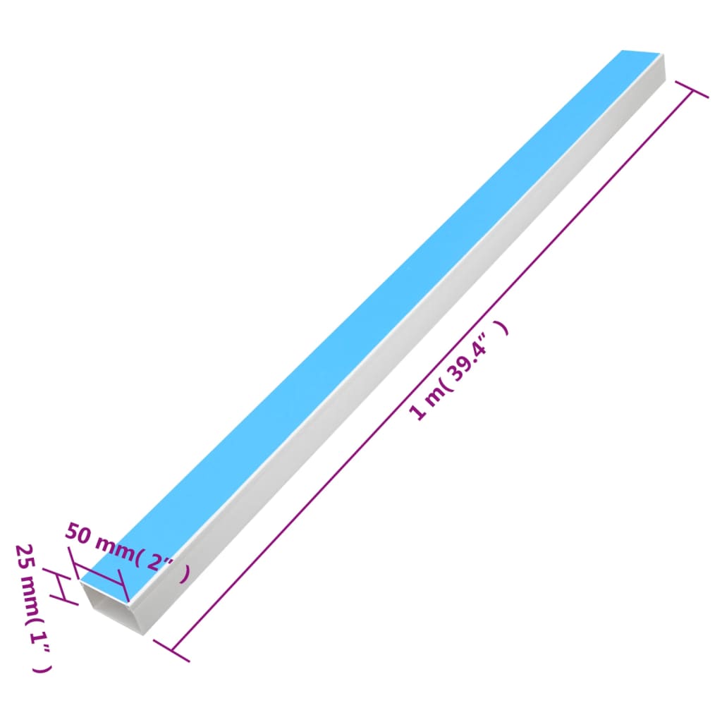 Goulottes de câble autocollantes 50x25 mm 30 m PVC