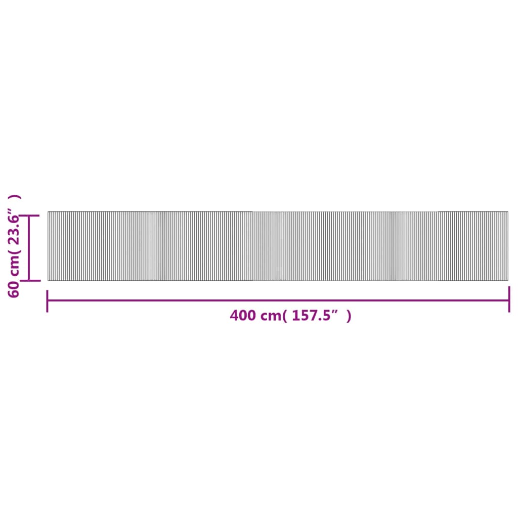 Tapis rectangulaire noir 60x400 cm bambou