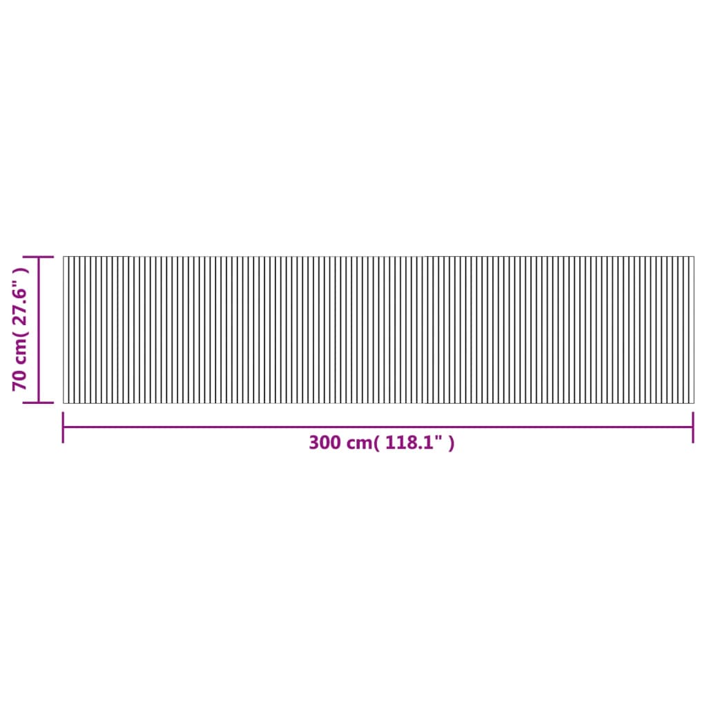 Tapis rectangulaire gris 70x300 cm Bambou