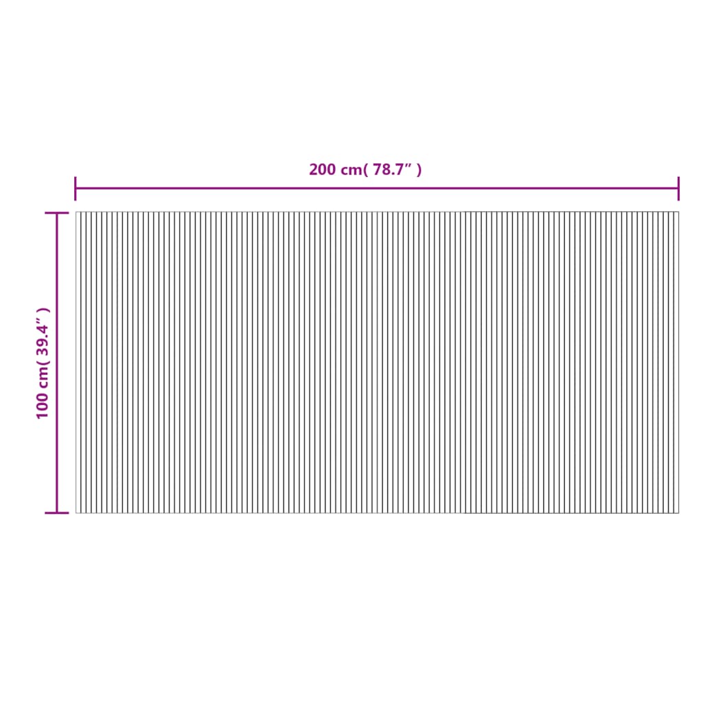 Tapis rectangulaire clair nature 100x200 cm bambou