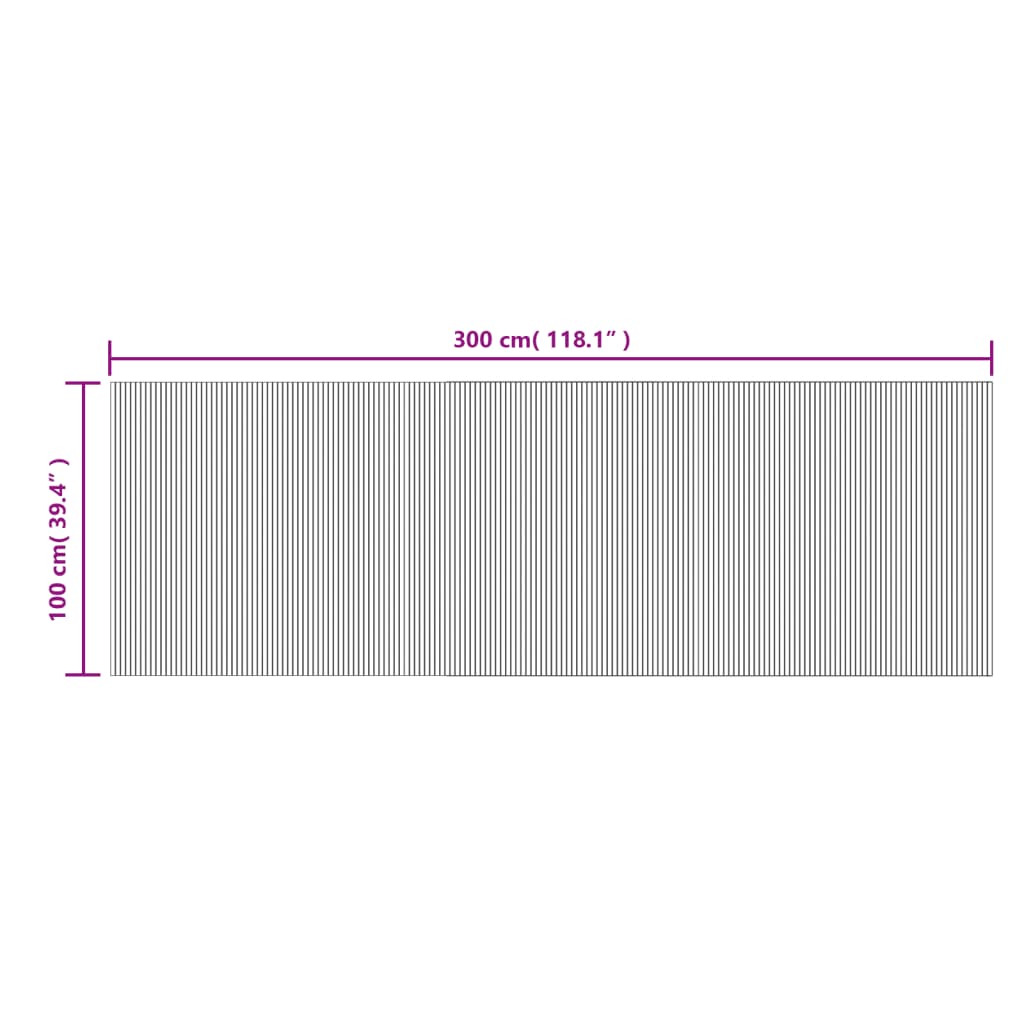 Teppich Rechteckig Hell Natur 100x300 cm Bambus