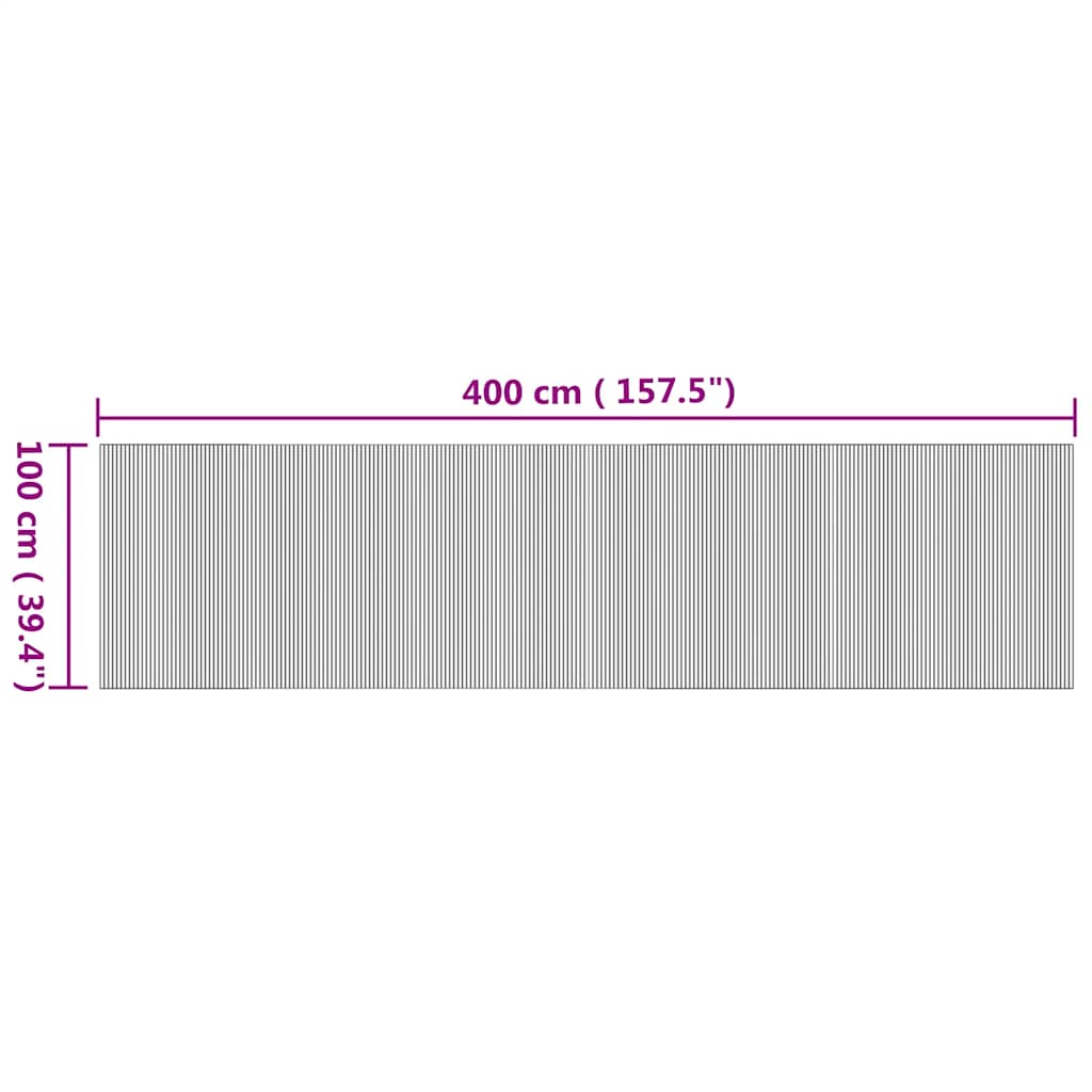 Tapis rectangulaire naturel 100x400 cm Bambou
