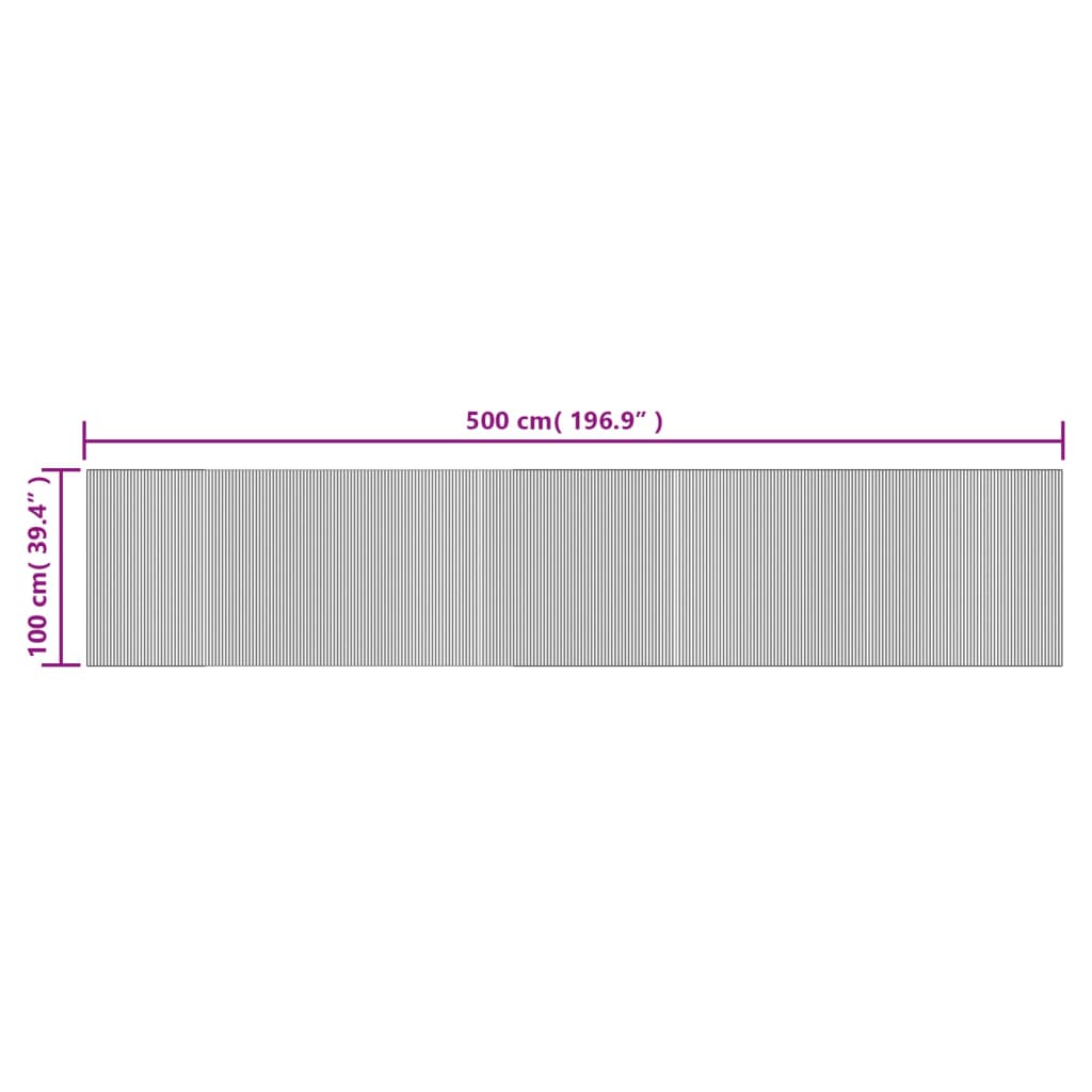 Tapis rectangulaire marron foncé 100x500 cm Bambou