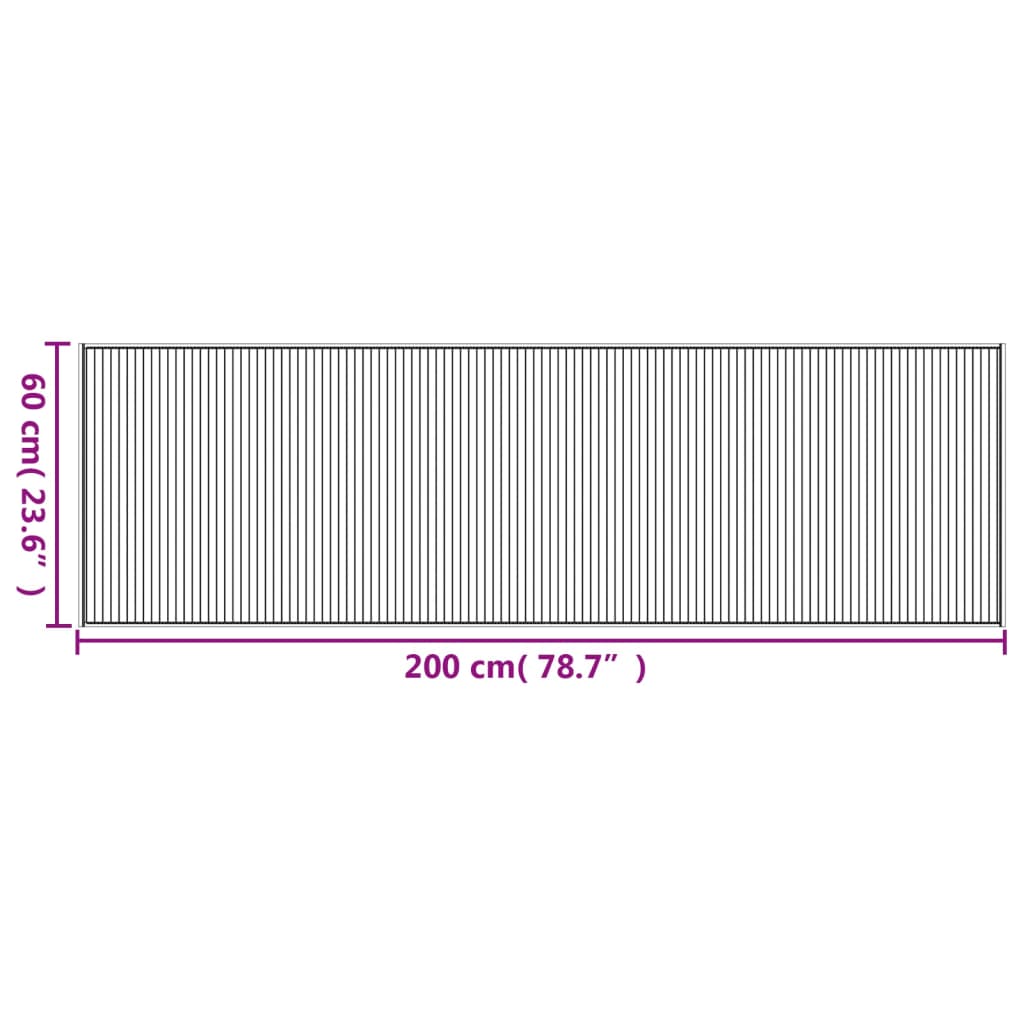 Teppich Rechteckig Schwarz 60x200 cm Bambus