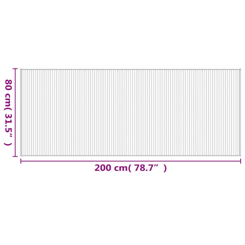 Tapis Rectangulaire Noir 80x200 cm Bambou