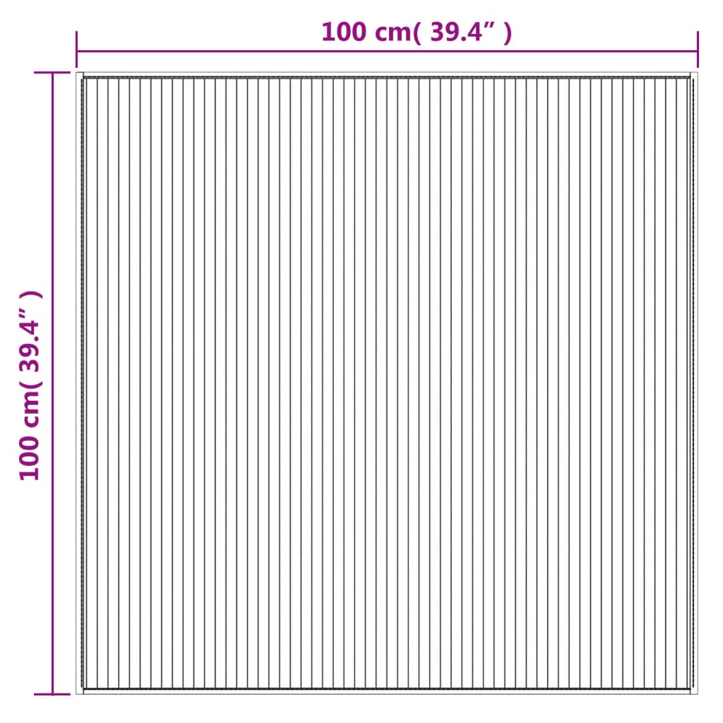 Teppich Quadratisch Schwarz 100x100 cm Bambus