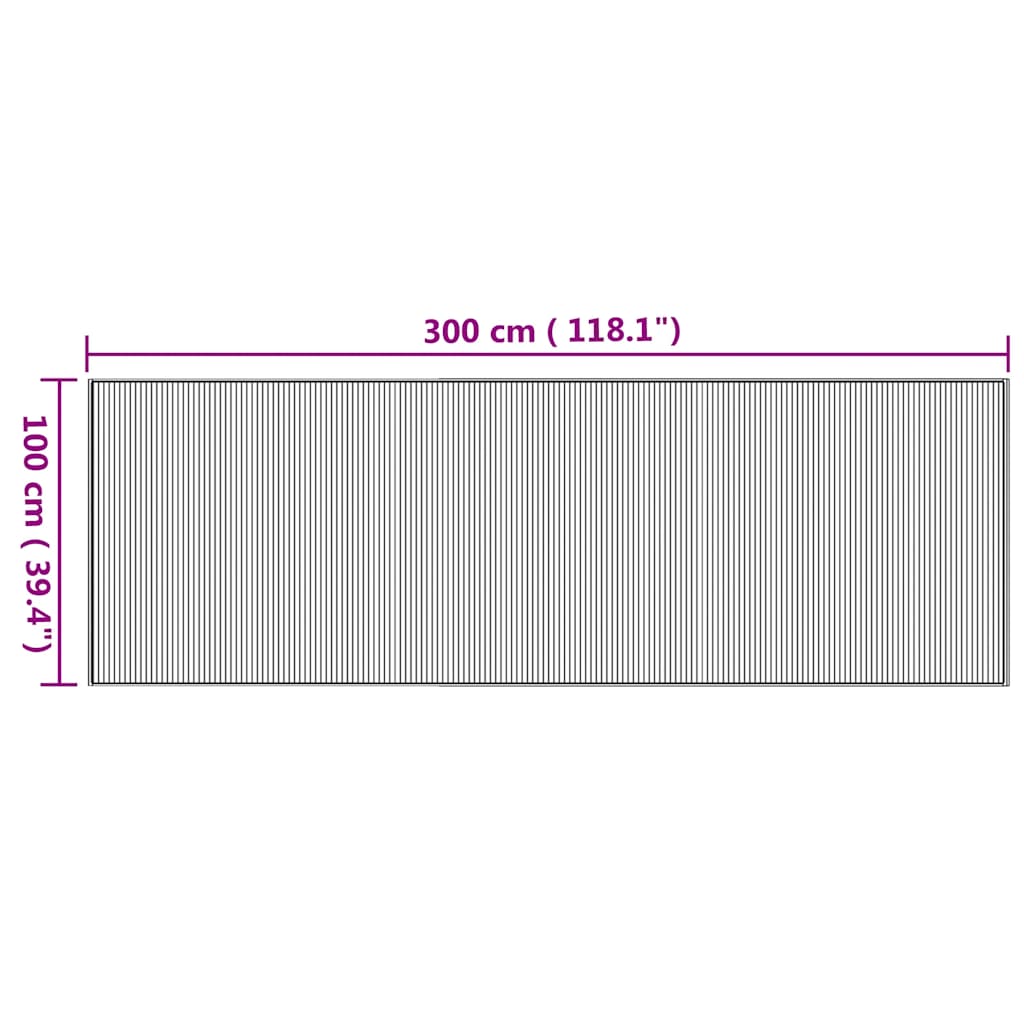Tapis rectangulaire naturel 100x300 cm Bambou
