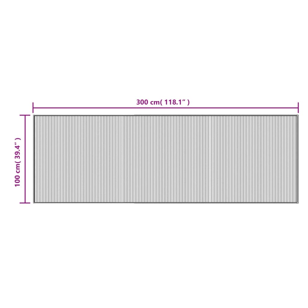 Tapis rectangulaire gris 100x300 cm Bambou