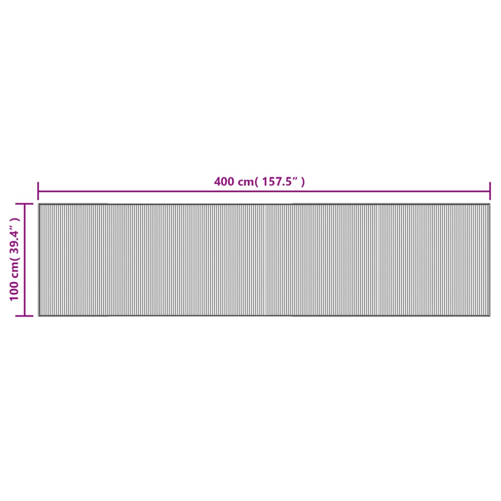 Tapis rectangulaire gris 100x400 cm Bambou