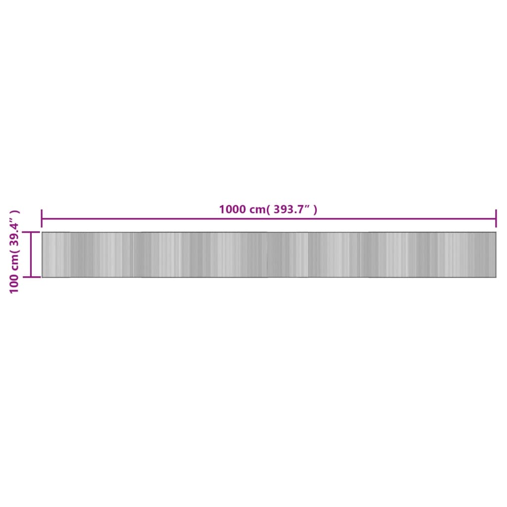 Tapis rectangulaire gris 100x1000 cm Bambou