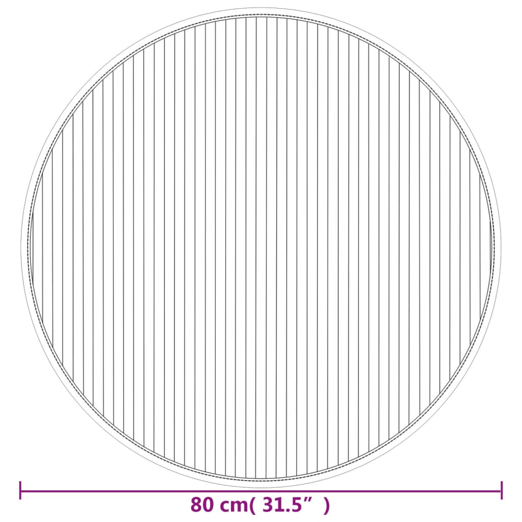Tapis Rond Noir 80 cm Bambou