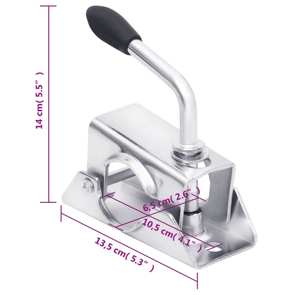 Roue jockey 48 mm avec 2 tubes de support et 3 brides