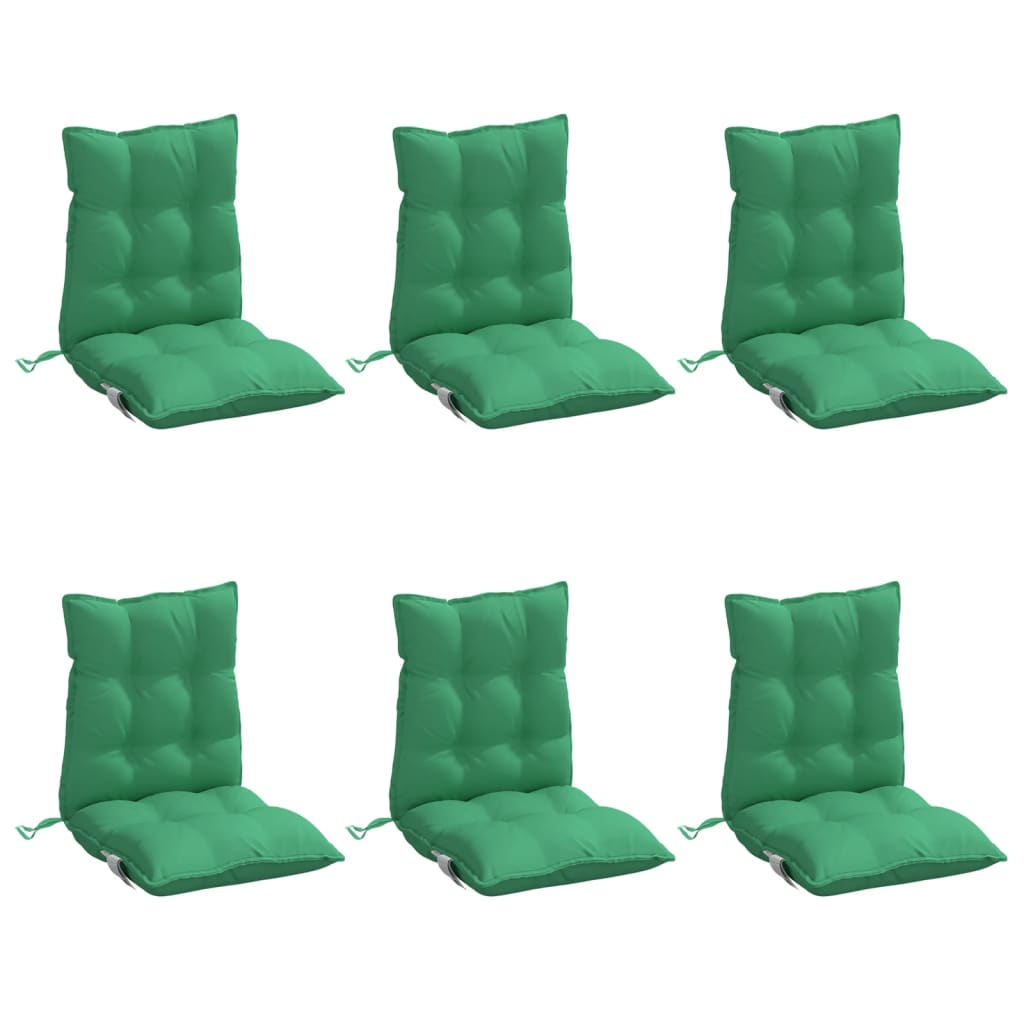 Low-back chair cushions 6 pcs. Green Oxford fabric