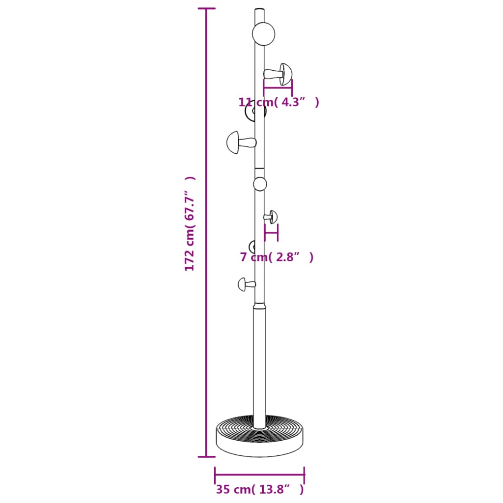 Coat Rack Blue 172 cm Powder-Coated Iron