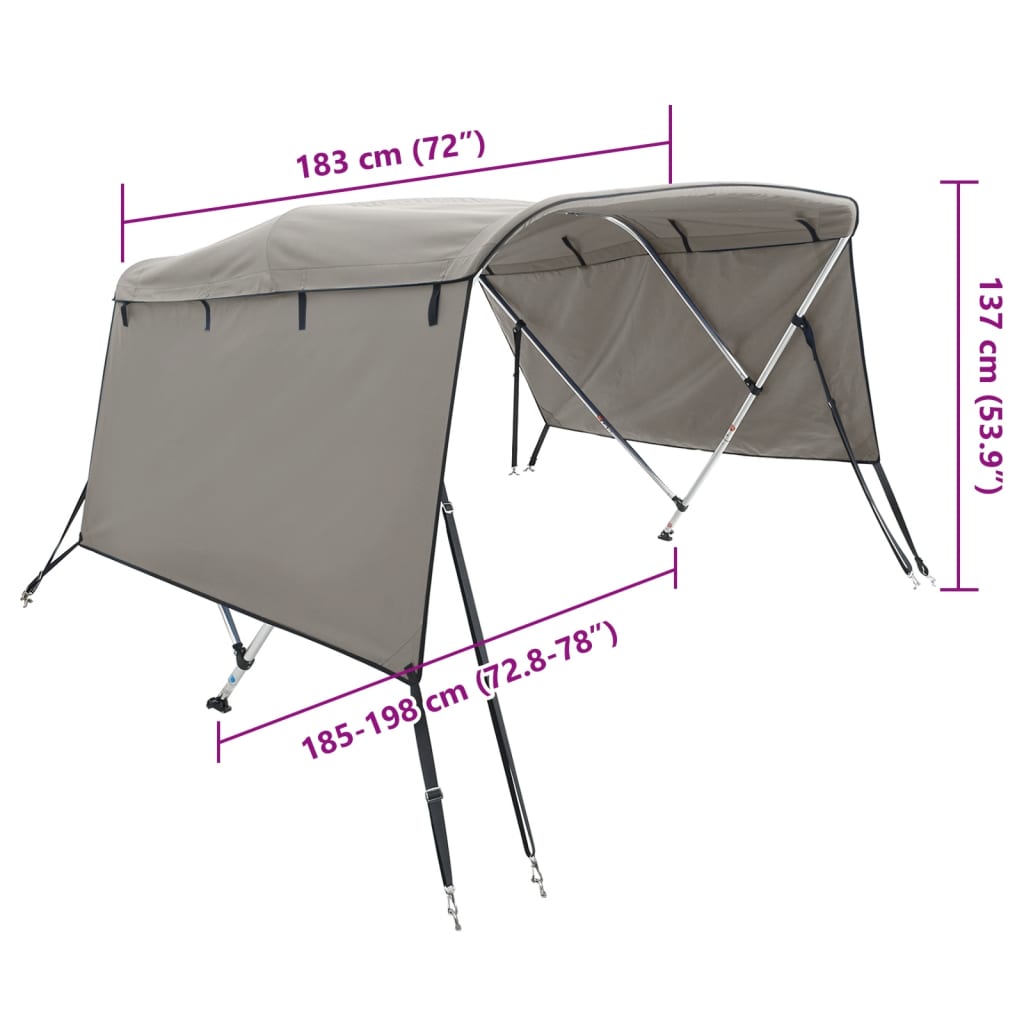 3-Bow Bimini-Top mit Seitenteilen 183x(185-198)x137 cm