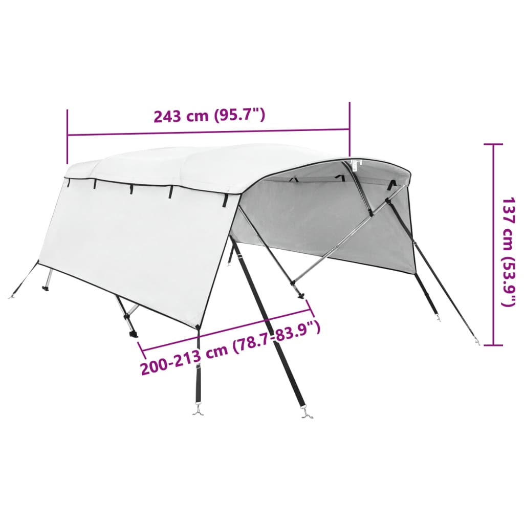 Bimini-top 4 arceaux avec parois latérales 243x(200-213)x137 cm