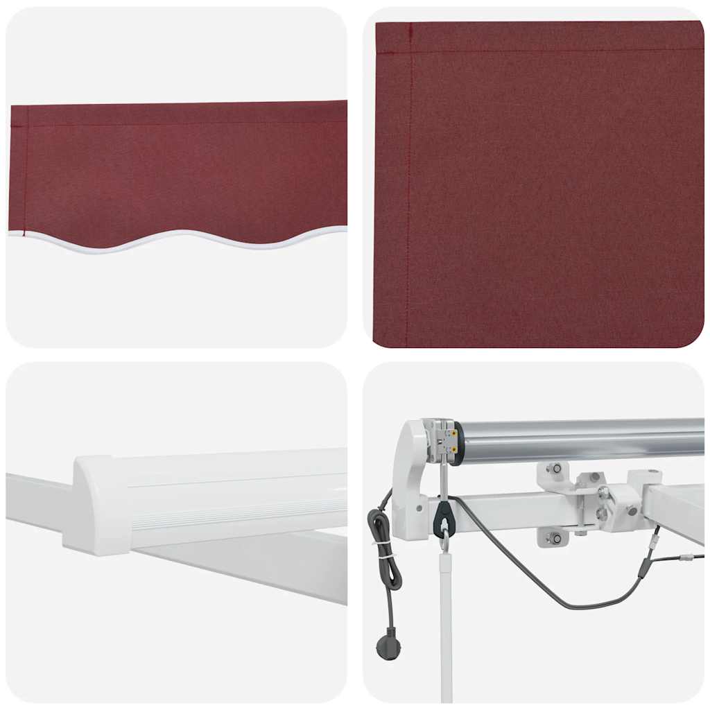 Markise Automatisch mit LED Weinrot 300x250 cm