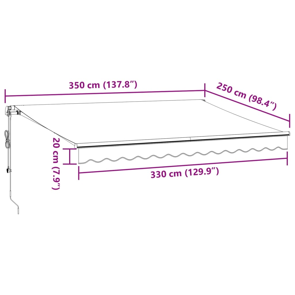 Markise Automatisch mit LED Weinrot 350x250 cm