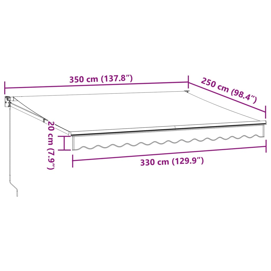 Markise Manuell Weinrot 350x250 cm