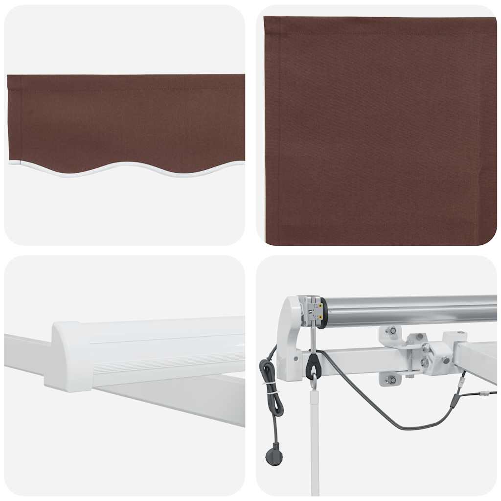 Markise Automatisch mit LED Braun 500x300 cm