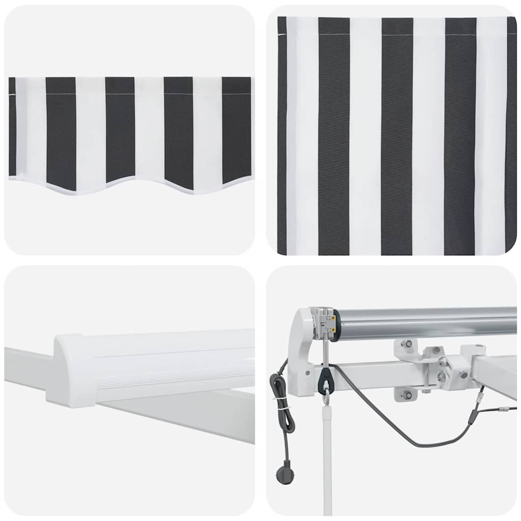 Markise Automatisch mit LED Anthrazit & Weiß 450x300 cm