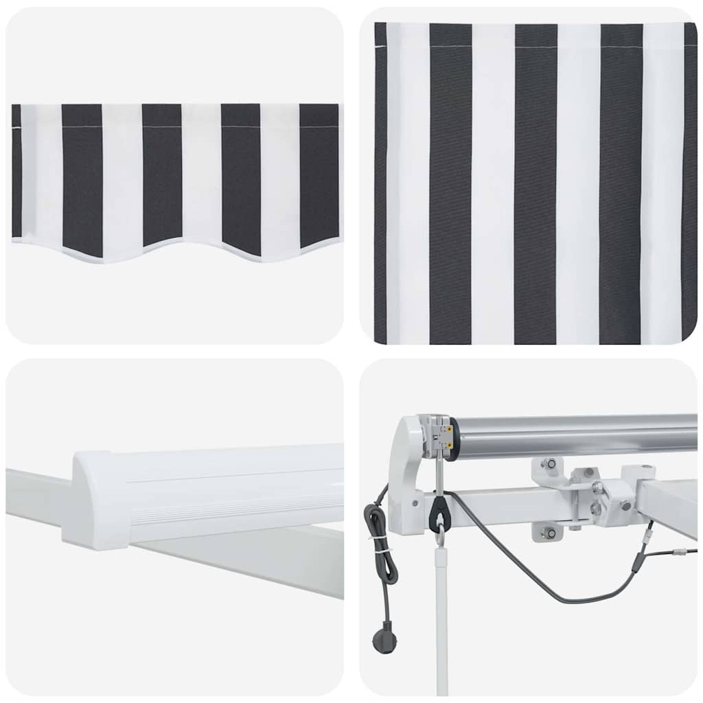 Markise Automatisch mit LED Anthrazit & Weiß 500x300 cm