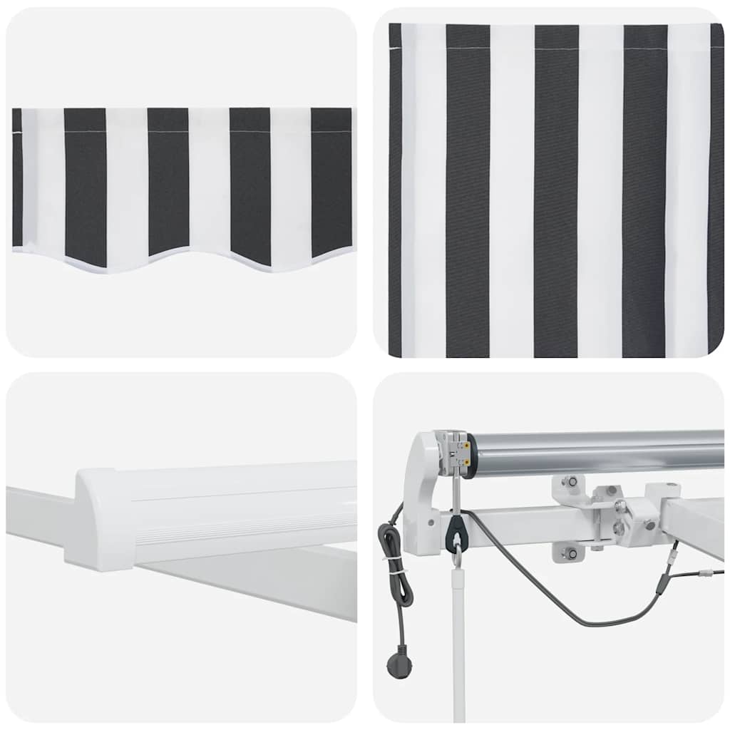 Markise Automatisch mit LED Anthrazit & Weiß 600x300 cm