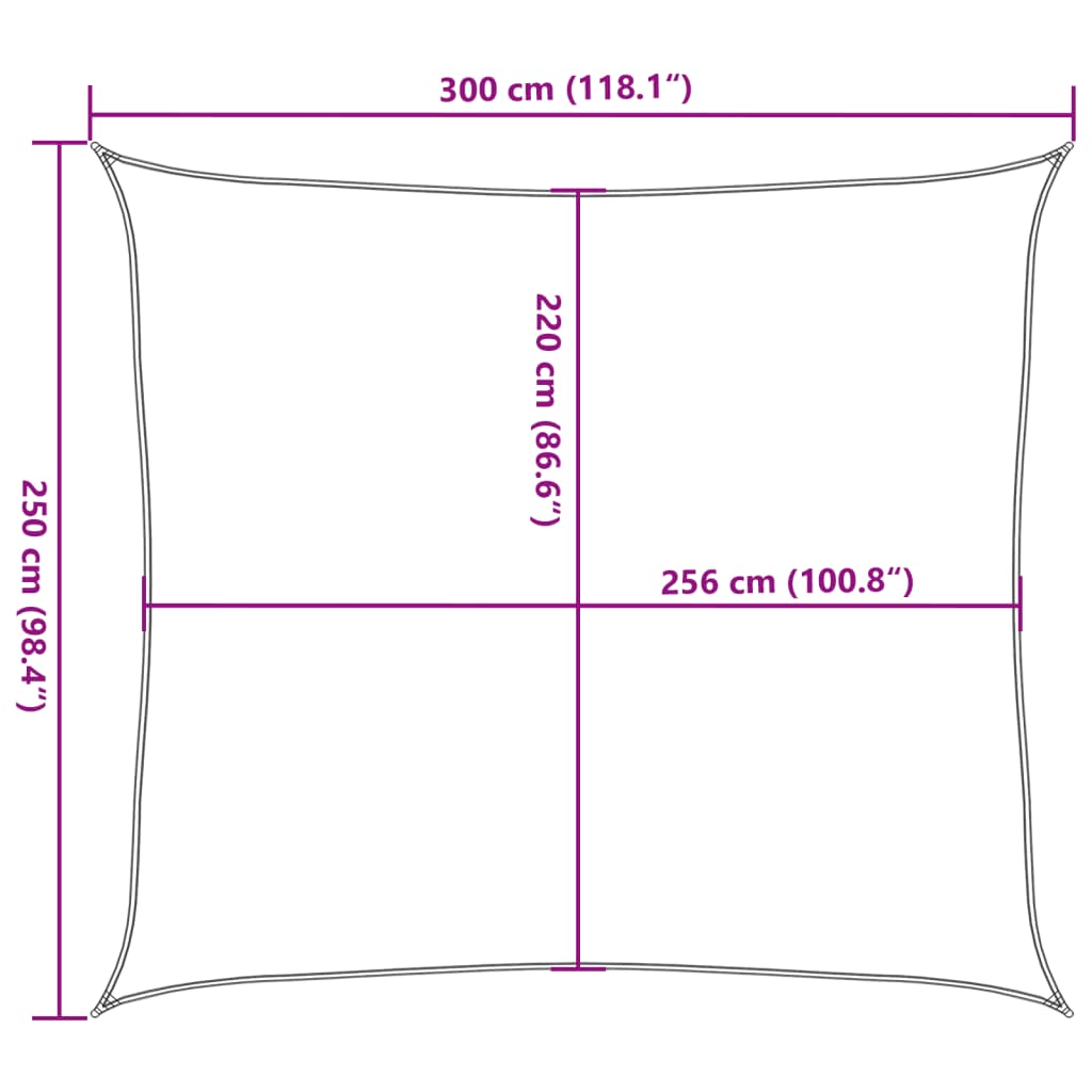 Sonnensegel Hellgrau 3x2,5 m 100% Polyester Oxford