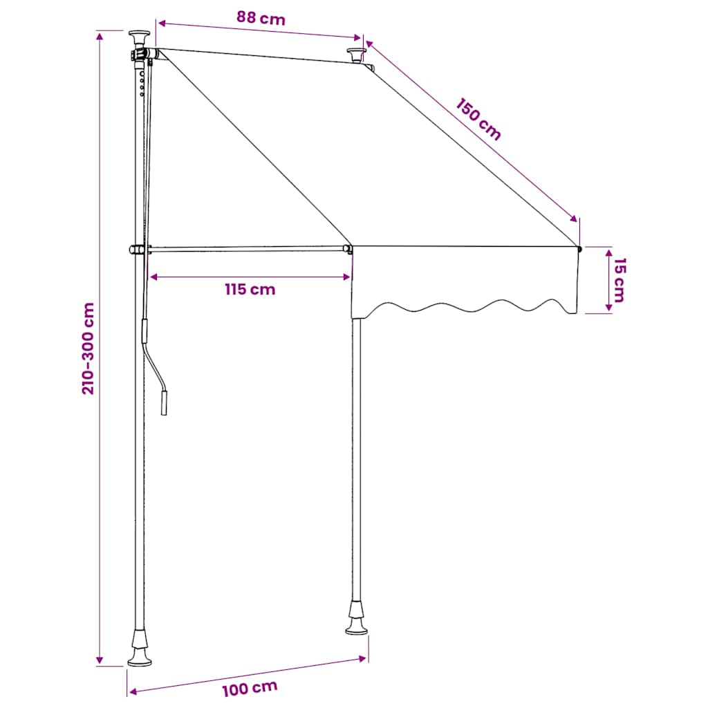 Markise Einziehbar Anthrazit 100x150 cm Stoff und Stahl