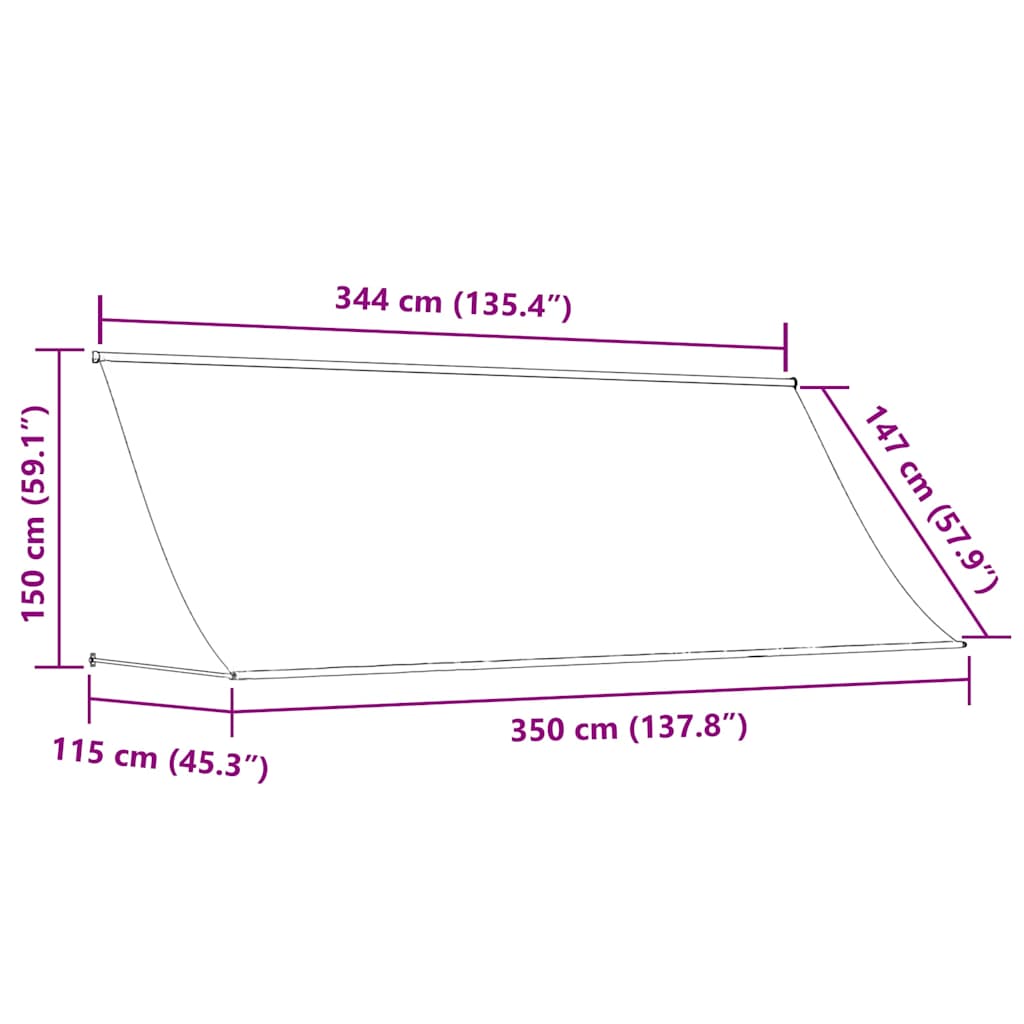 Markise Einziehbar Anthrazit 350x150 cm Stoff und Stahl