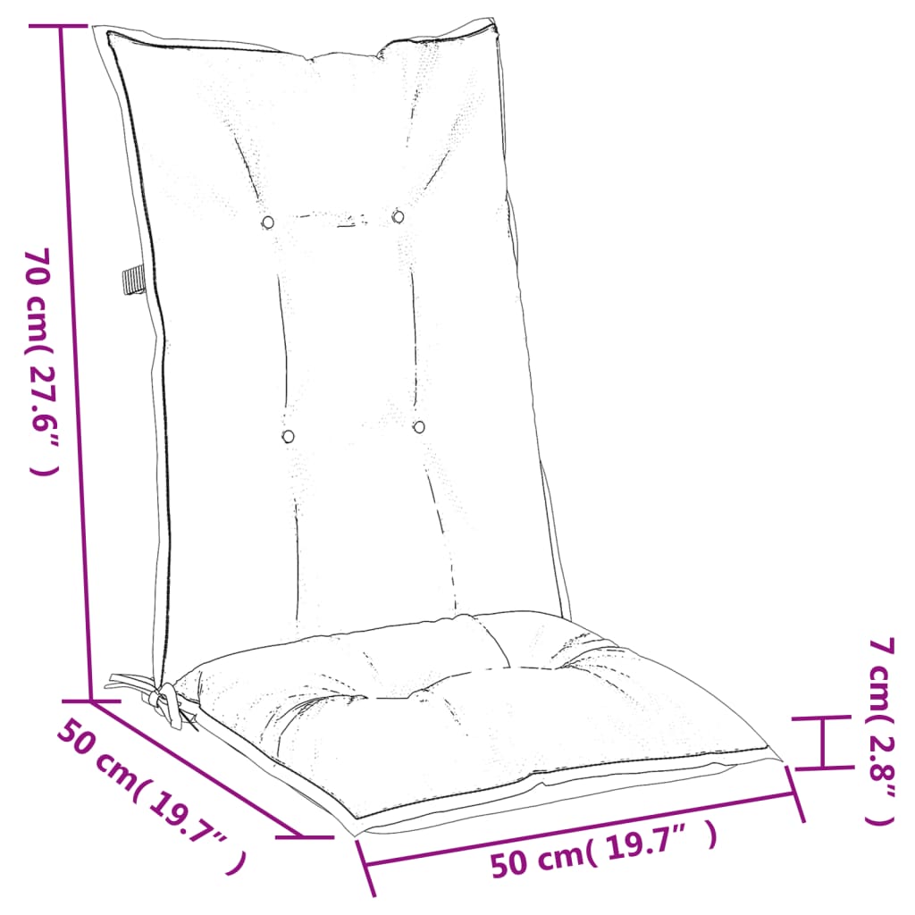 High-back cushion pads, 4 pcs, mélange cream, 120x50x7 cm, fabric