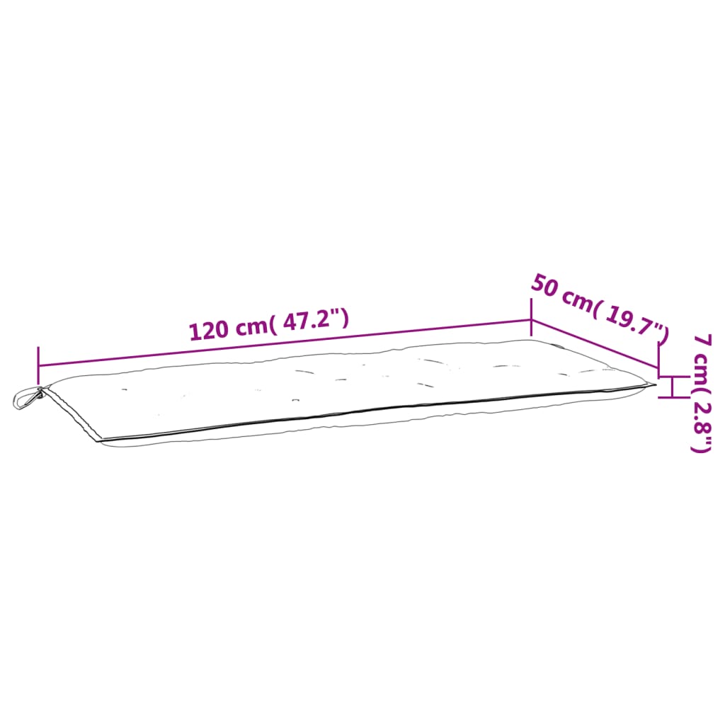 Garden bench cushion mélange wine red 120x50x7 cm fabric