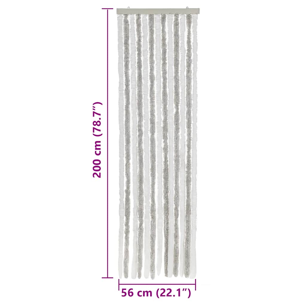 Fly Screen Curtain Light Grey and White 56x200 cm Chenille