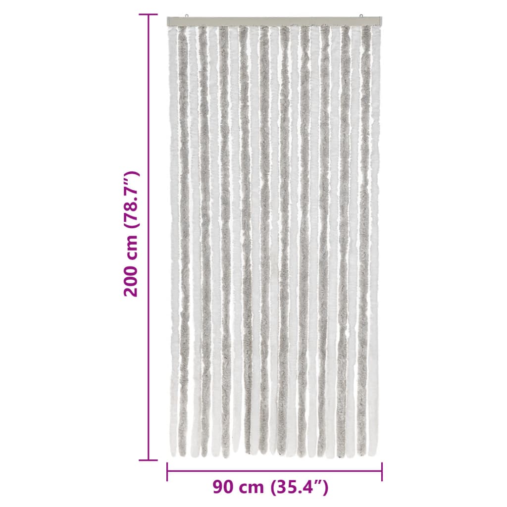 Fly Screen Curtain Light Grey and White 90x200 cm Chenille