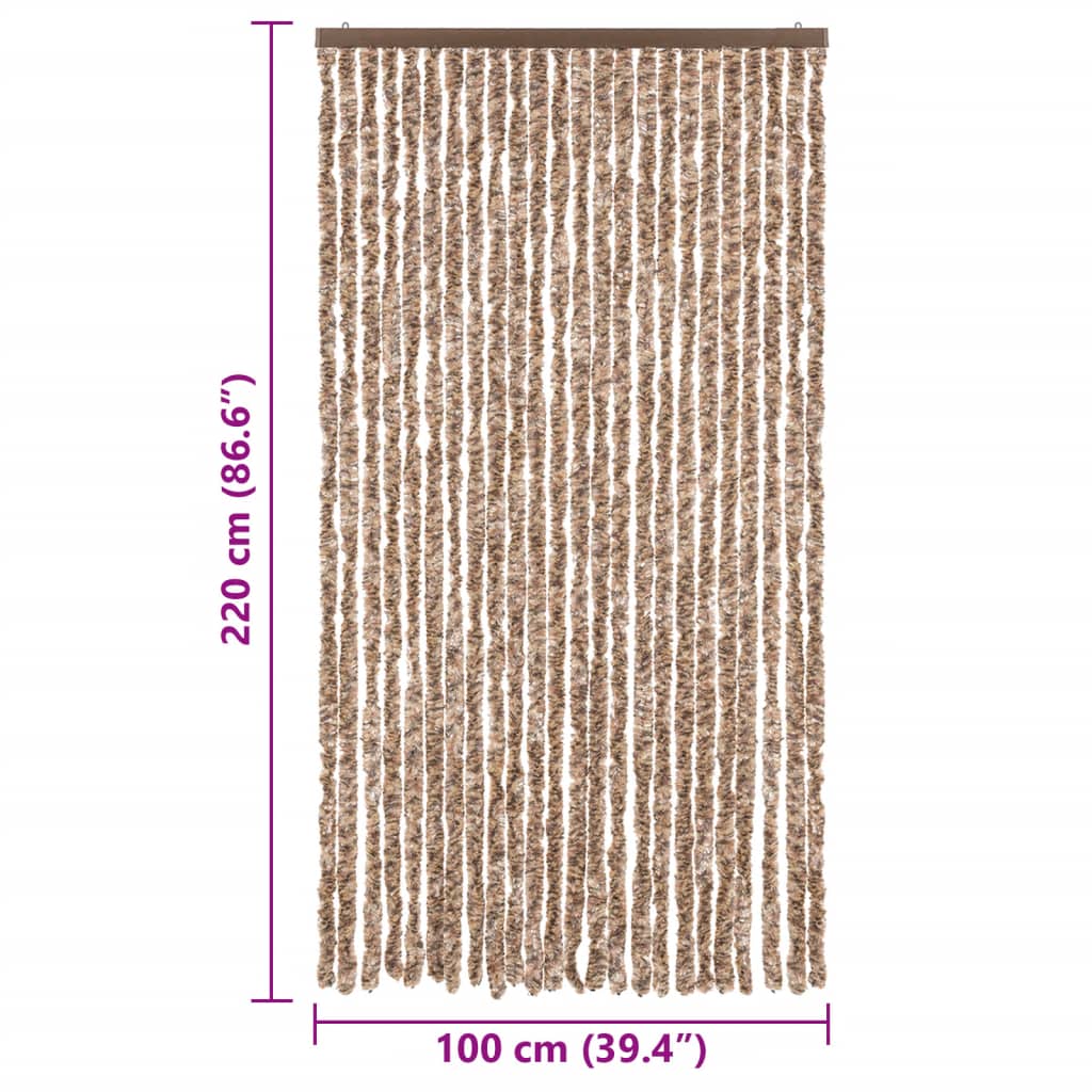 Rideau anti-mouches Beige et Marron foncé 100x220 cm Chenille