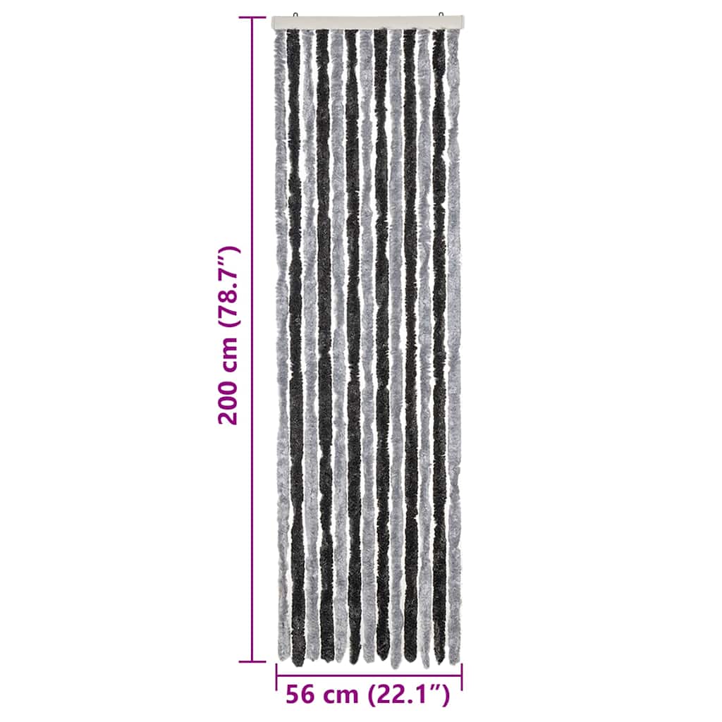 Moustiquaire de porte grise et noire 56x200 cm Chenille