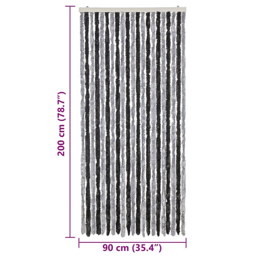 Fly Screen Curtain Grey and Black 90x200 cm Chenille