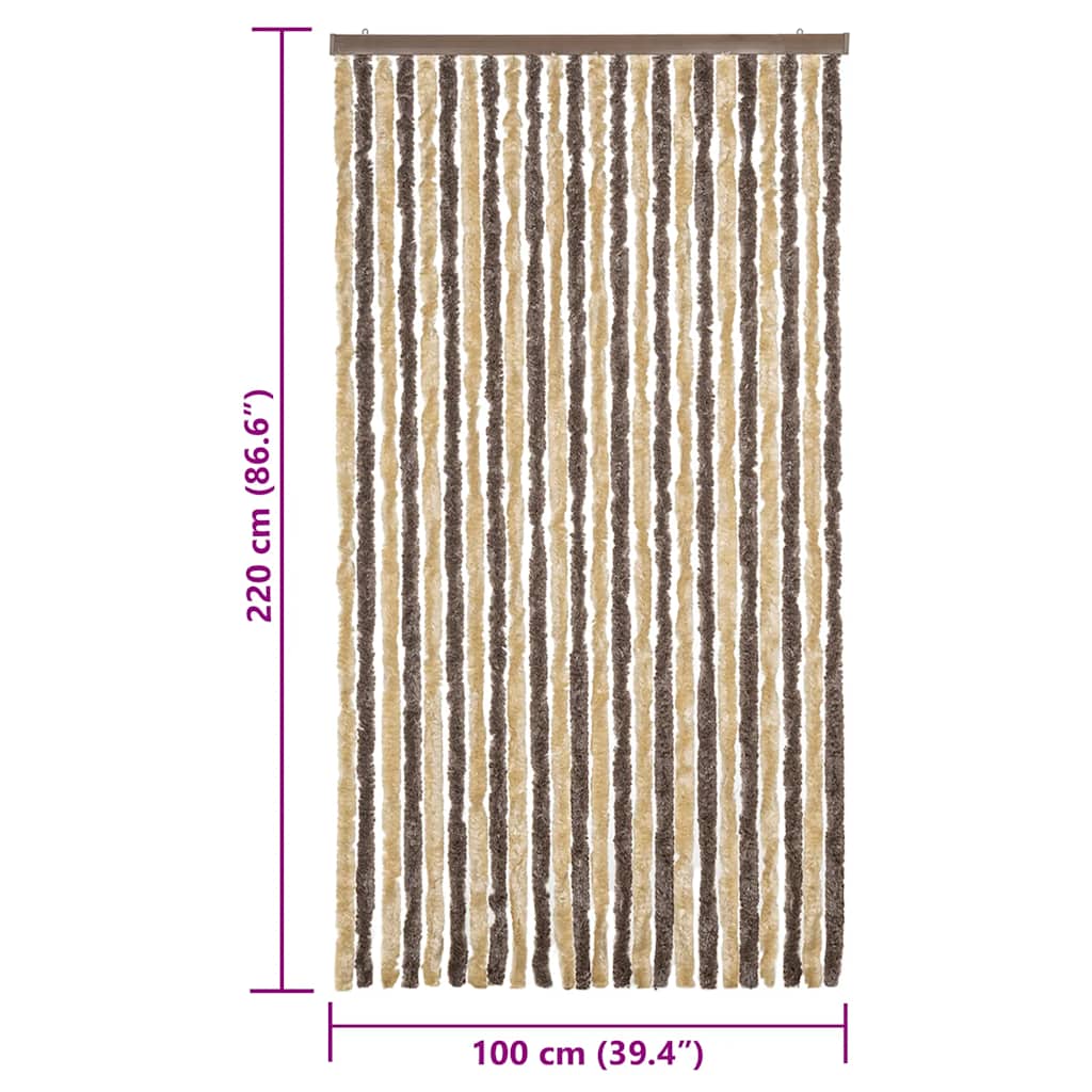 Fly Screen Dark Brown and Beige 100x220 cm Chenille