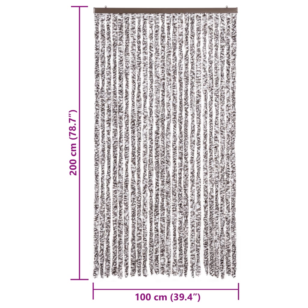 Fly Screen Curtain Brown and Beige 100x200 cm Chenille