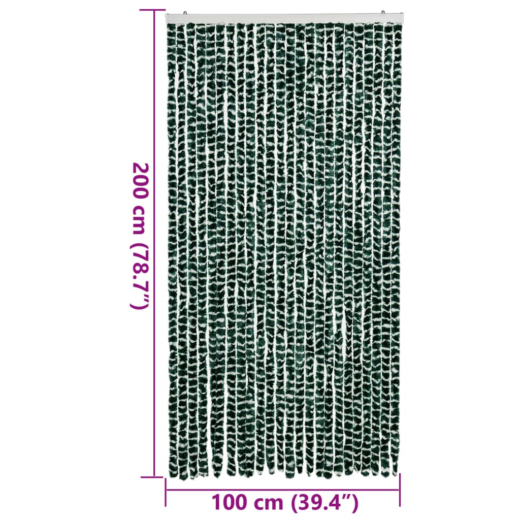 Fly Screen Curtain Green and White 100x200 cm Chenille