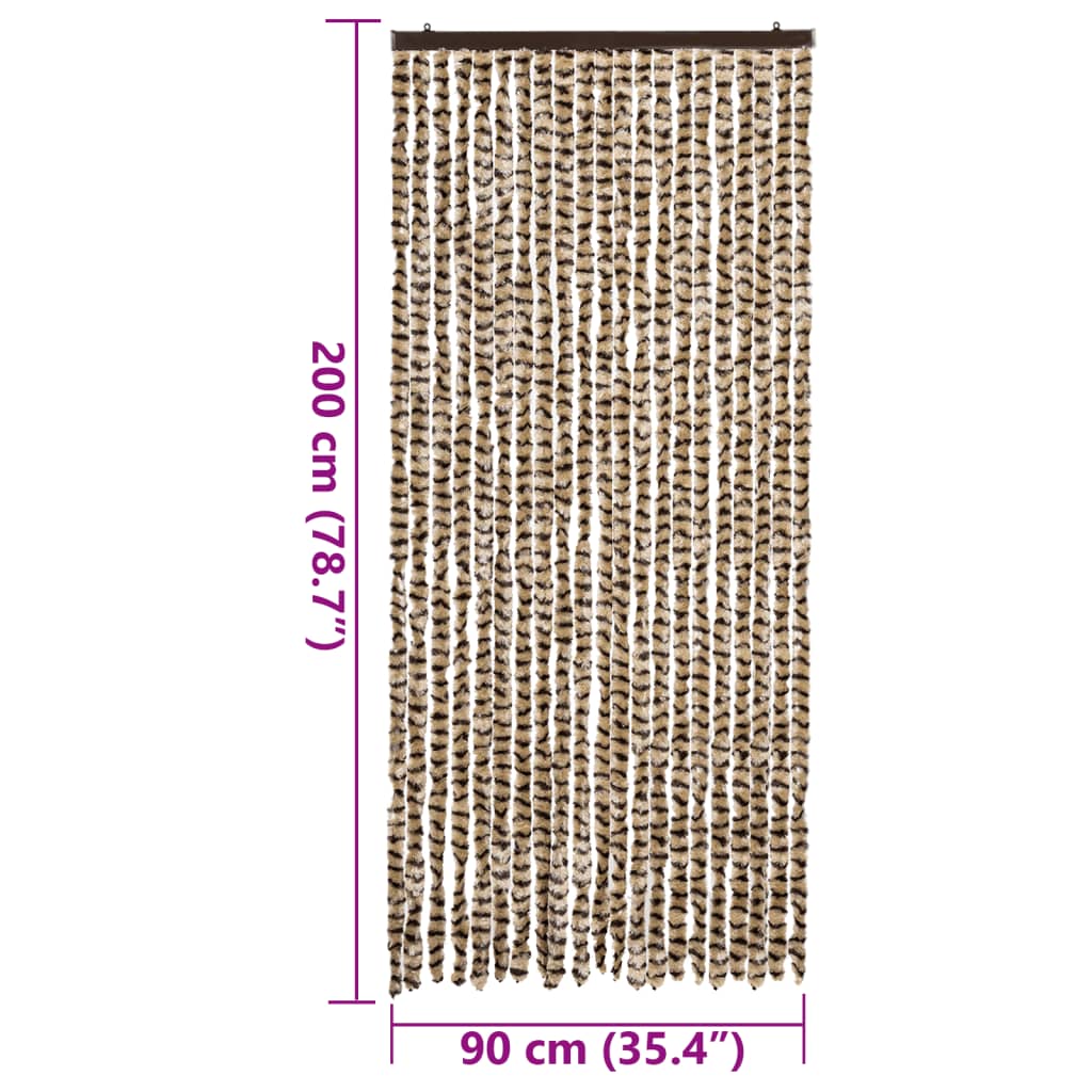 Fly Screen Curtain Beige and Brown 90x200 cm Chenille