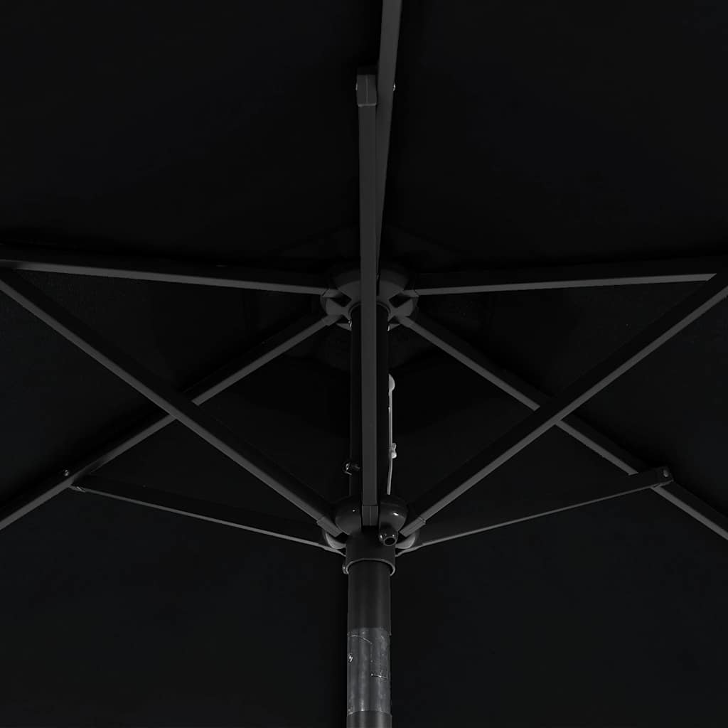 Sonnenschirm mit LED und Stahlmast Schwarz 225x225x212 cm
