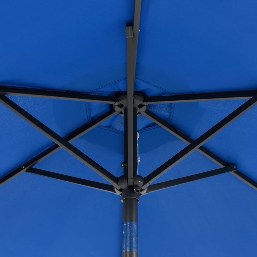 Sonnenschirm mit LED und Stahlmast Azurblau 225x225x212 cm