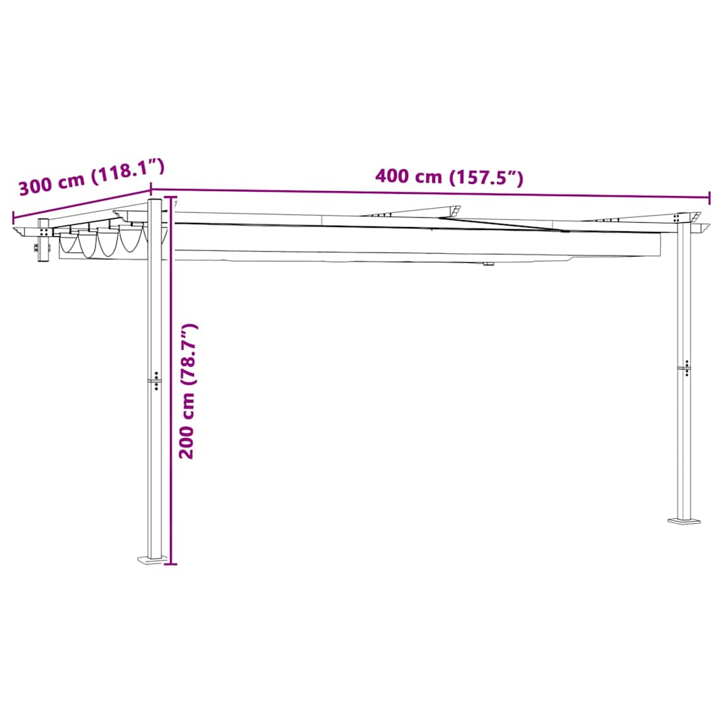 Pavillon Anthrazit 400 x 300 x 200 cm Polyester