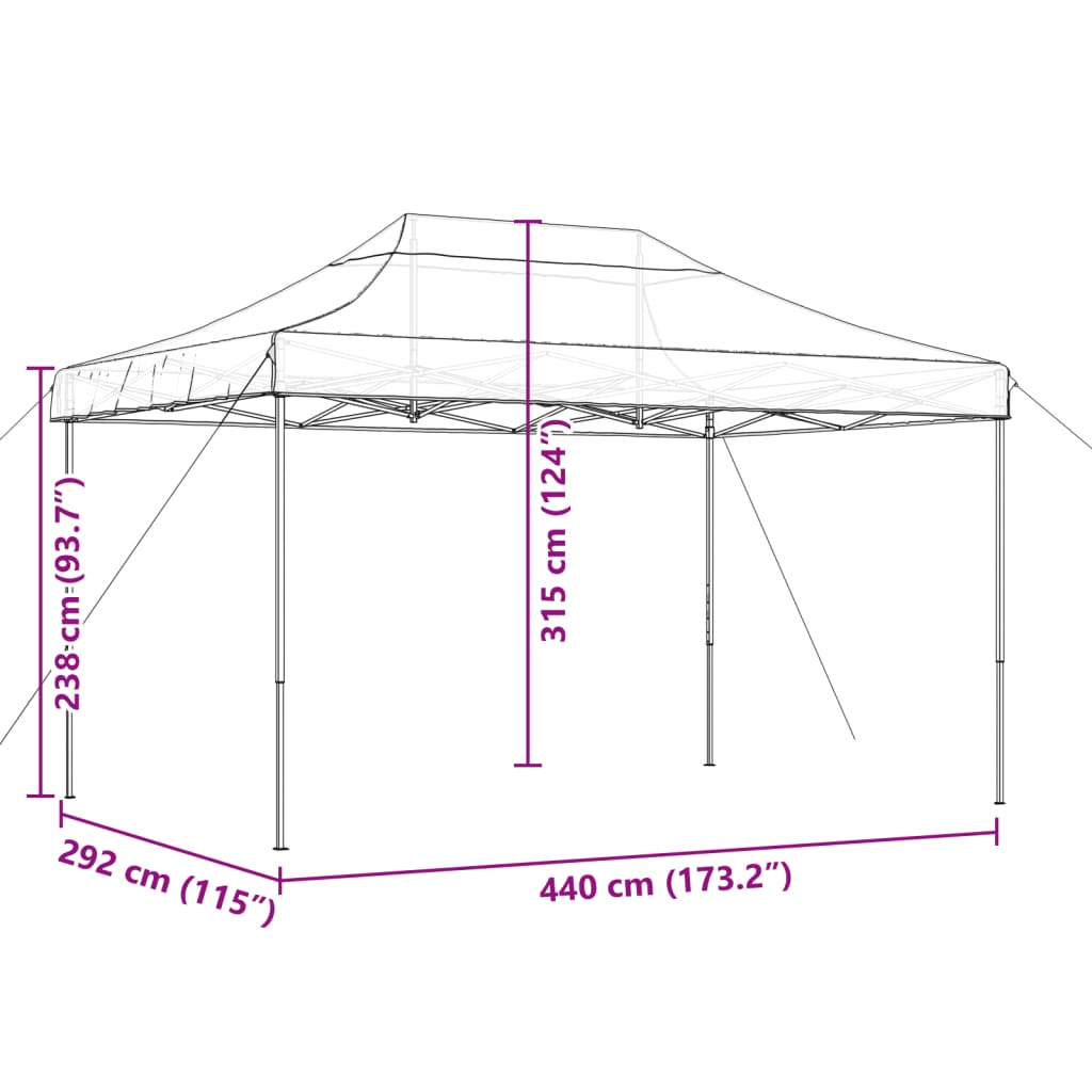 Partyzelt Faltbar Pop-Up Taupe 440x292x315 cm
