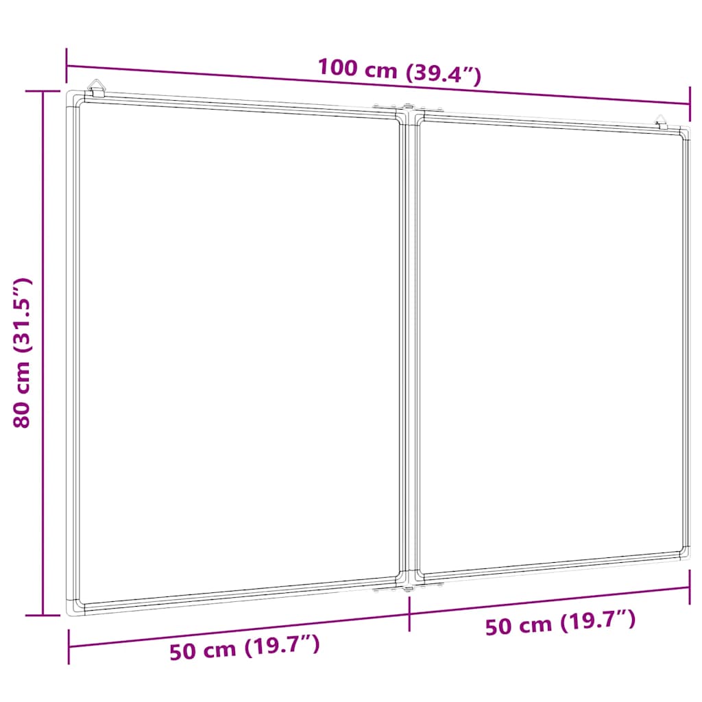 Magnetic Whiteboard Foldable 100x80x1.7 cm Aluminum