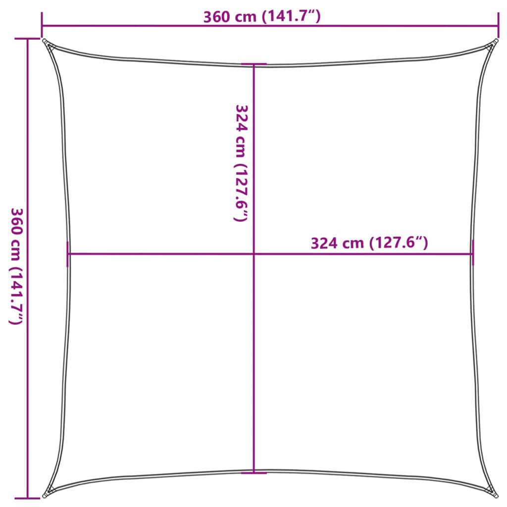 Sonnensegel 160 g/m² Quadratisch Hellgrau 3,6x3,6 m HDPE
