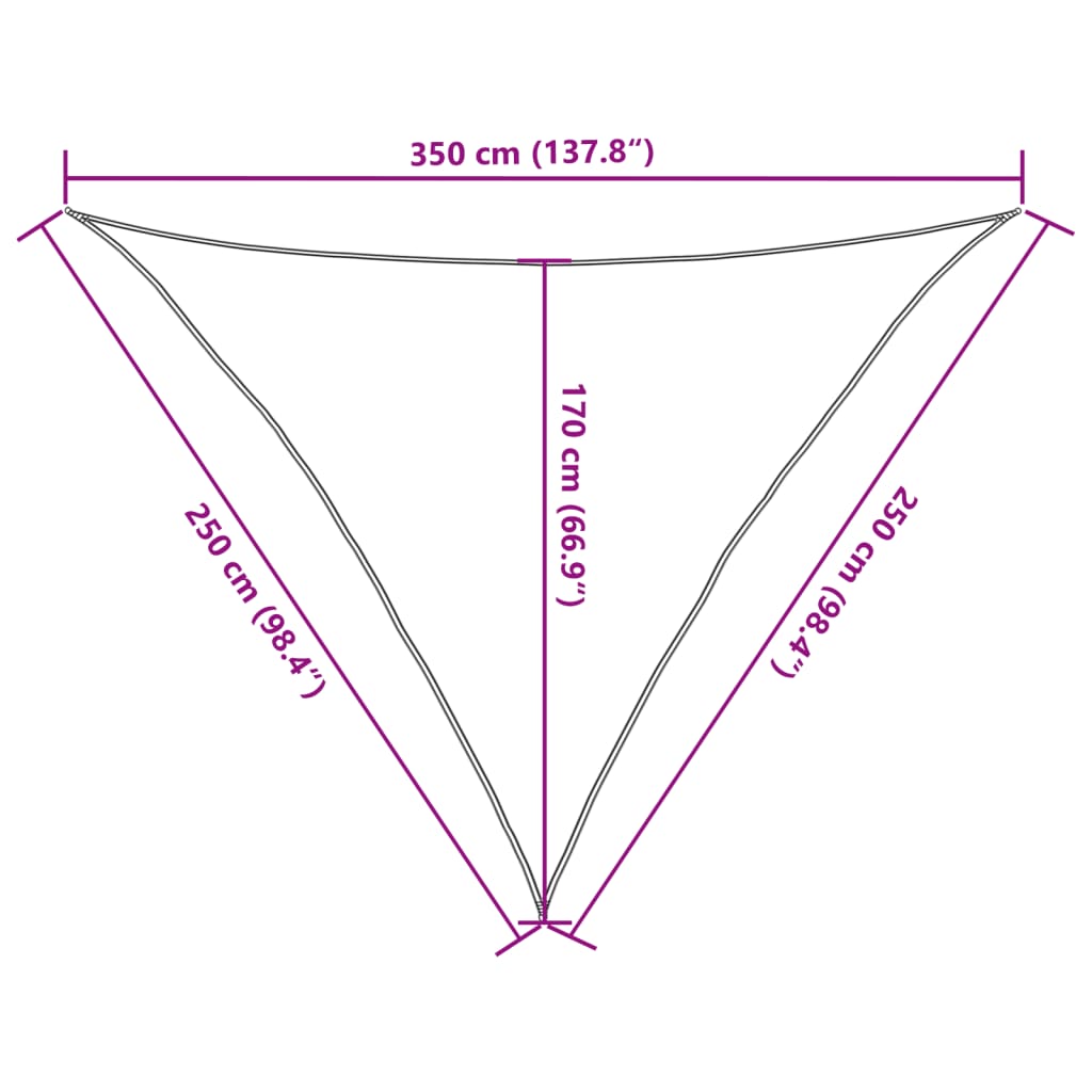 Sonnensegel 160 g/m² Dreieckig Hellgrau 2,5x2,5x3,5 m HDPE
