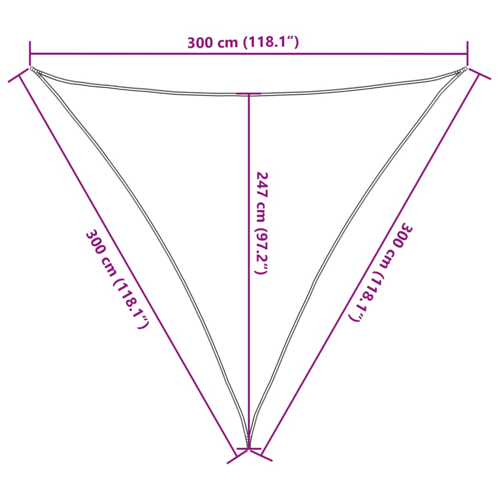 Sonnensegel 160 g/m² Dreieckig Hellgrau 3x3x3 m HDPE