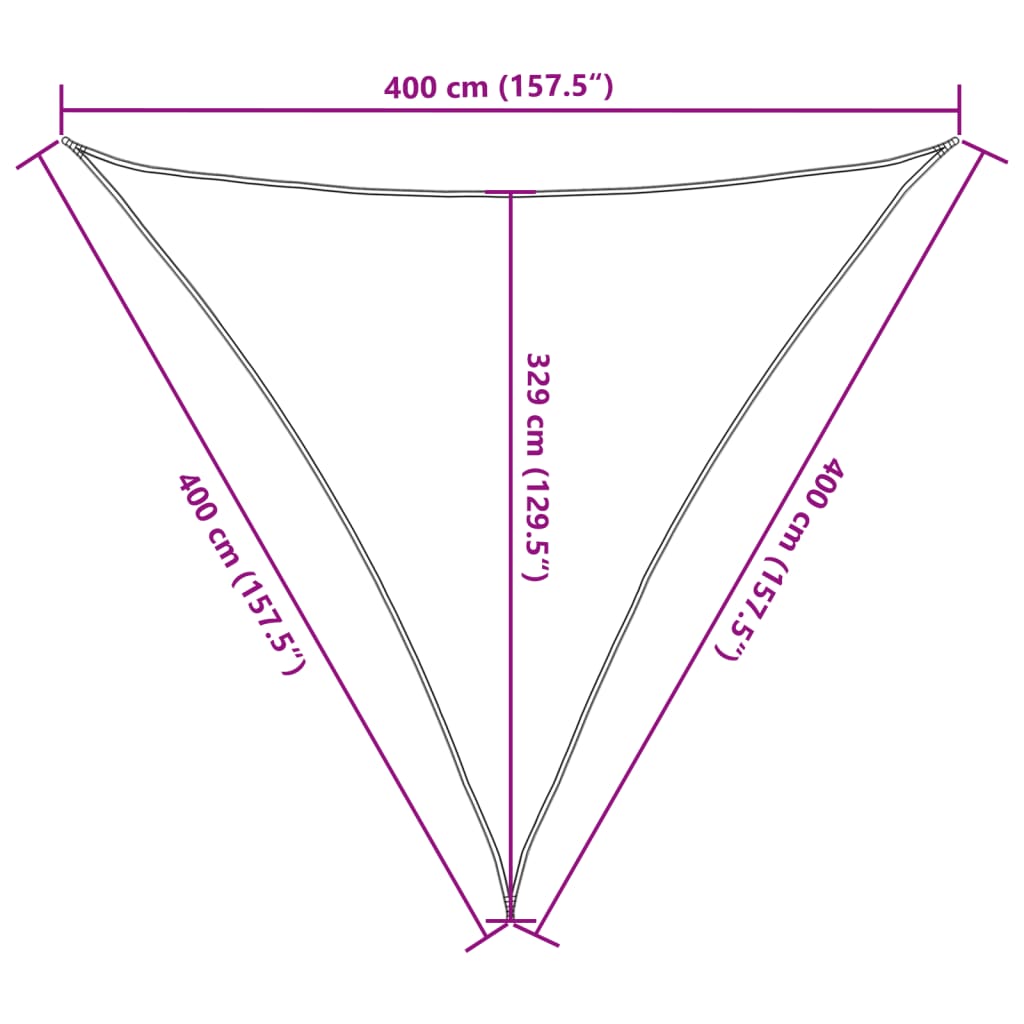 Sonnensegel 160 g/m² Dreieckig Hellgrau 4x4x4 m HDPE